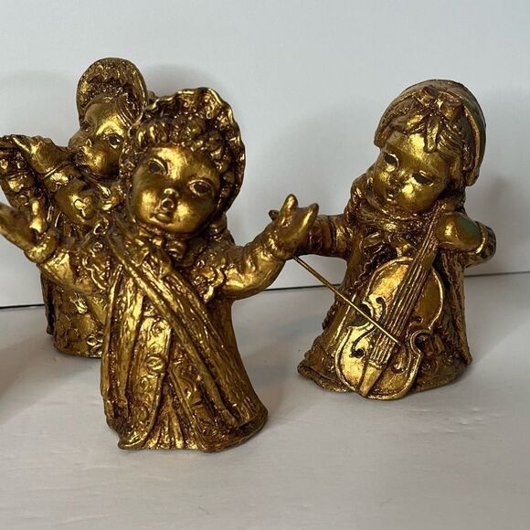 Vintage ARP Paper Mache Light‎ Figurine Musicians Gold Gilt 6” Japan Set of 6 - Picture 6 of 12